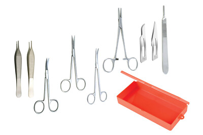Dermal Surgical Instruments Set Scalpels Forceps Needle Holder Scissors Pack