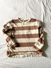 Rylee and Cru boy or girl brown beige stripes long sleeve cotton t shirt top4-5y