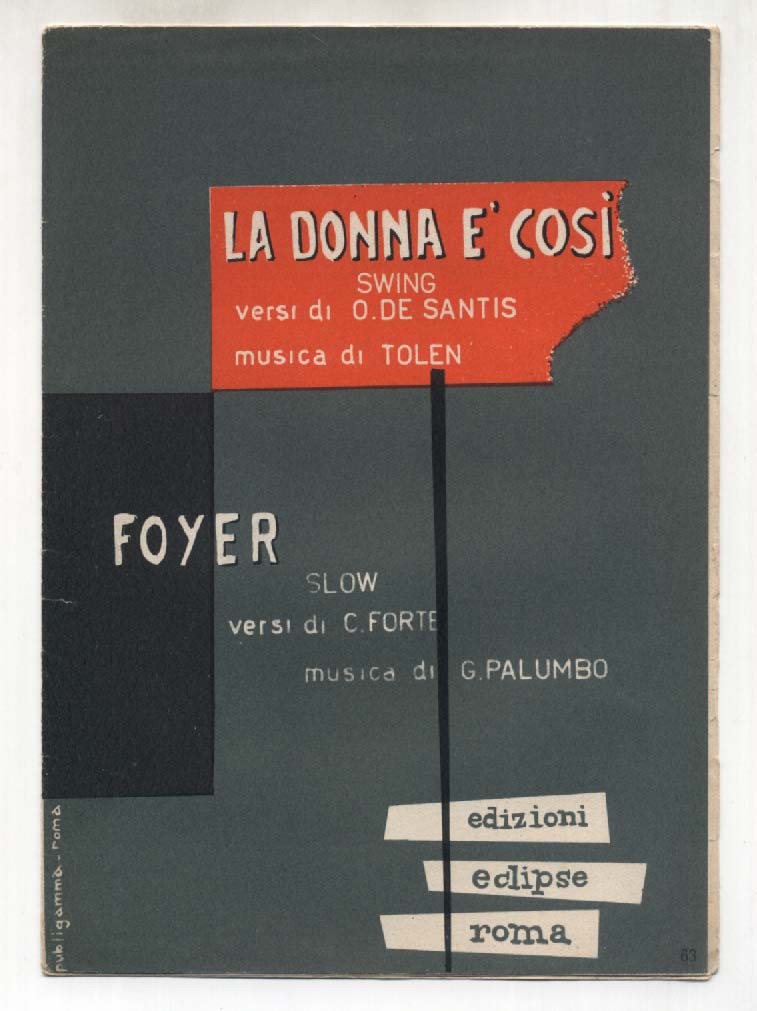 Spartito LA DONNA E' COSI' Tolen - FOYER Palumbo - 1955 sheet music