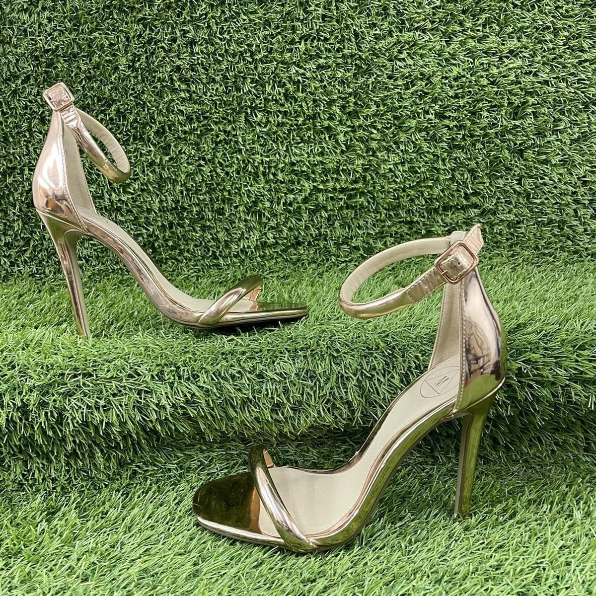 Gold metallic hotsell sandal heels