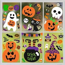 6 Pcs Halloween Window clings Halloween Window Decorations Cute Pumpkin Ghost