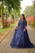 dark blue Wedding Dress pearls with beaded Off sholder Lace Wedding ball gown