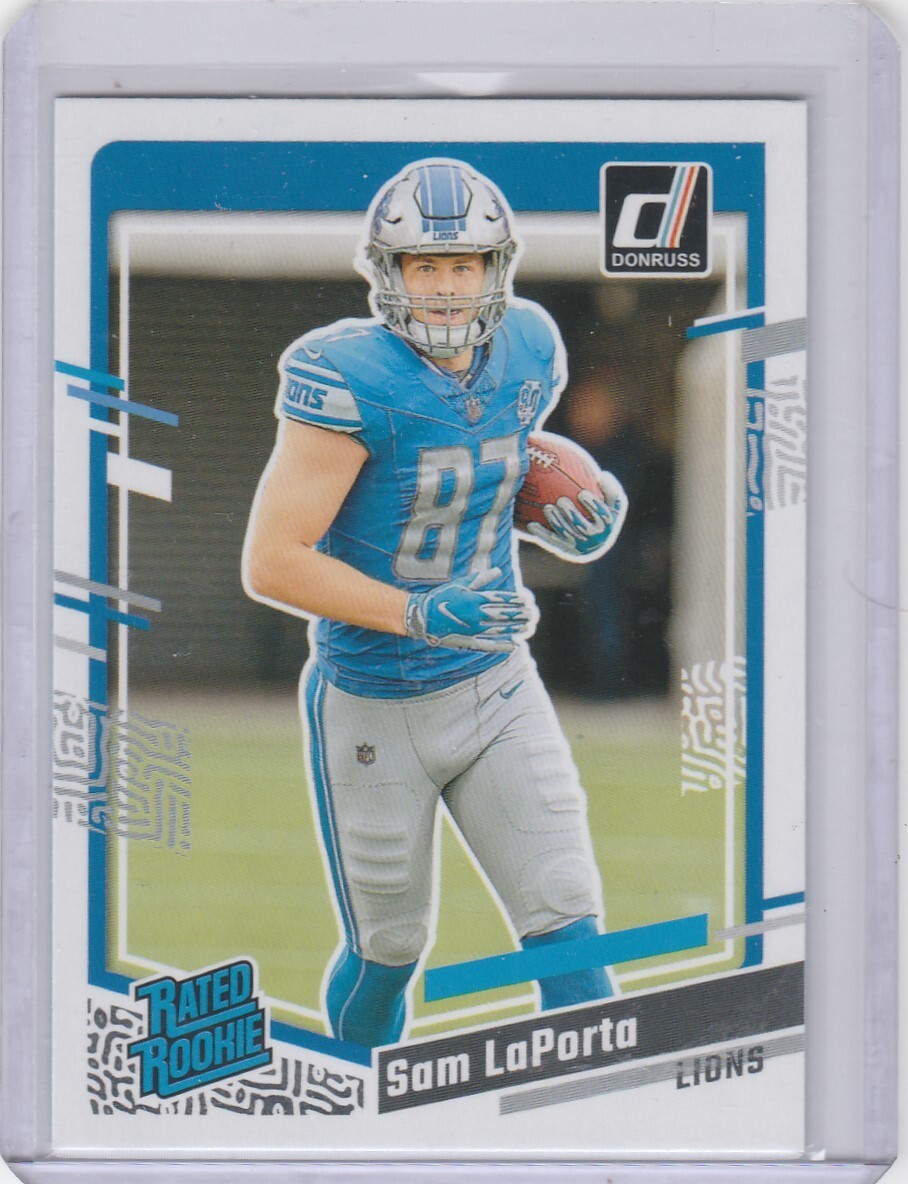 Sam Laporta Rated Rookie 2023 Panini Donruss Football #332 Detroit Lions