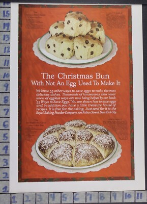1917 ROYAL BAKING POWDER RECIPE BREAD CHRISTMAS BUN FOOD BAKE VINTAGE AD  DH15