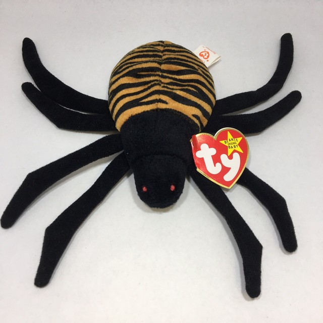 Vintage Original Ty Beanie Baby Spinner The Spider Black & Stripe Style