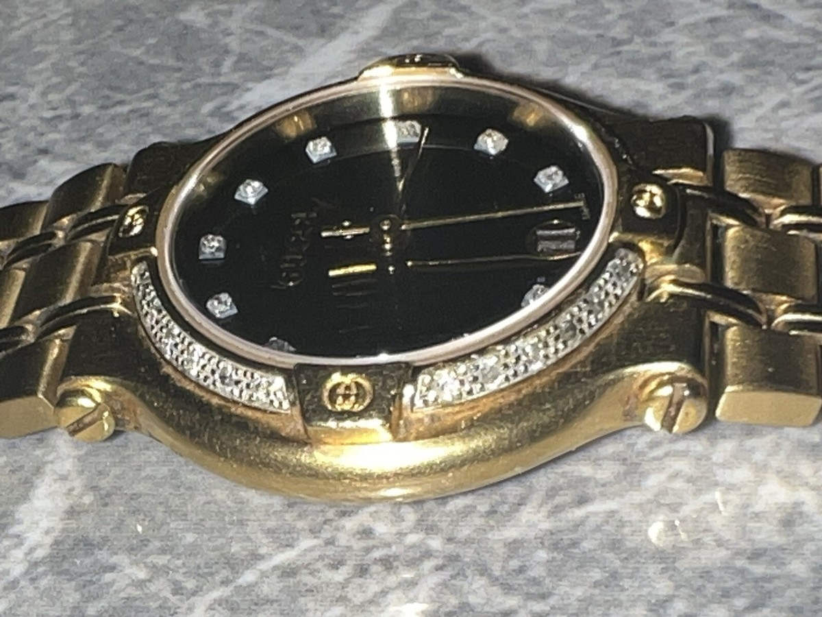 Gucci Vintage 18k Gold Watch Diamond Bezel Rare | eBay