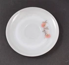 Vintage Fire King Fleurette Saucer Milk Glass Pink Flowers About 5 3/4" Y13