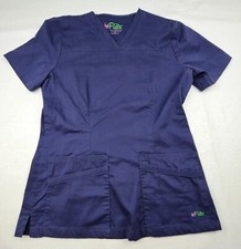 U Flex By Urbane Ladies Size Xs Scrub Top Navy Blue V-Neck Pit To Pit 19in