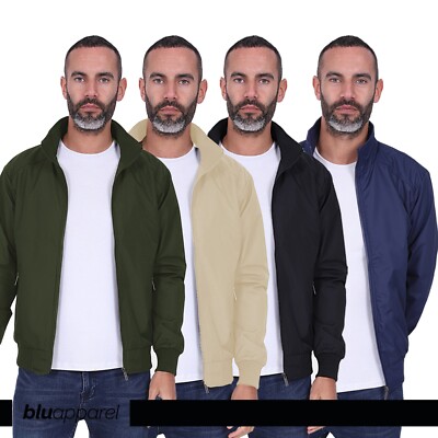 Herren Bomberjacken Klassisch Retro Jacke Schwarz Marine Mantel Frühling Sommer Freizeit UK