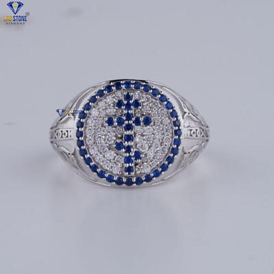 0.35 TDW B.Round & Round Cut Diamond & Gemstone Ring 925 silver by Labstone