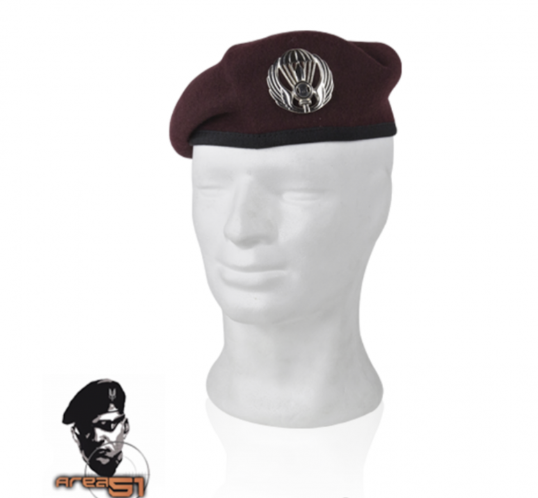 BASCO MILITARE PARACADUTISTI FOLGORE AMARANTO ESERCITO ITALIANO CON FREGIO