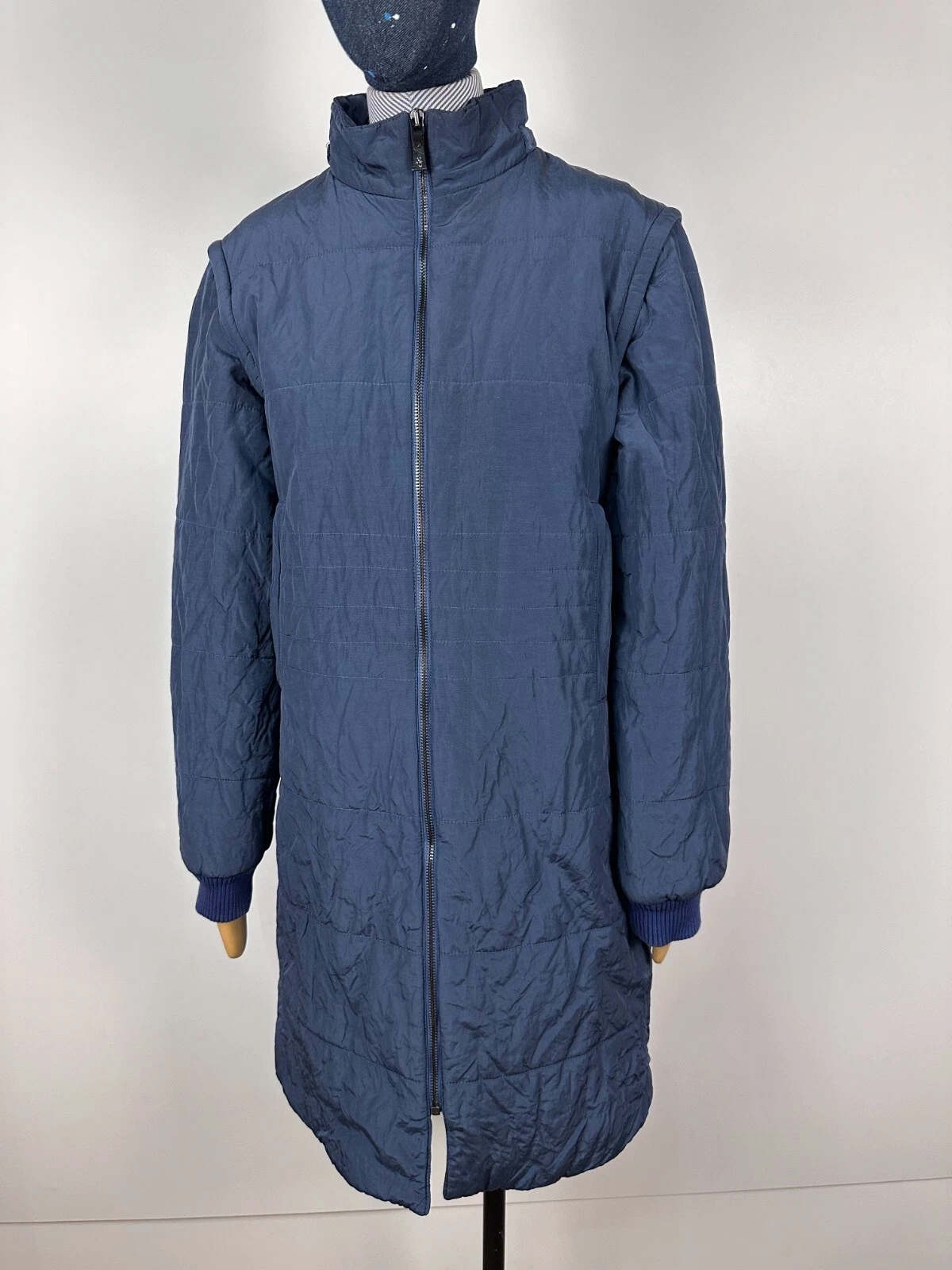 Giacca lunga donna vintage Versace Jeans Couture gilet nylon blu taglia XS