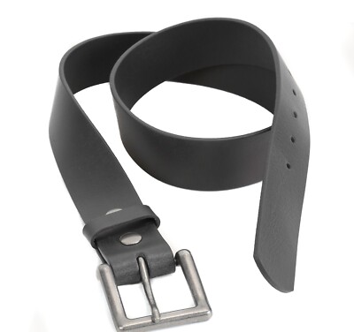 GENUINE LEATHER PLAIN BLACK BELT 1.75'' [44MM]  REMOVABLE  BUCKLE