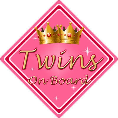 CAR SIGNS DIRECT Baby On Board Car Sign ~ Twins On Board ~ Pink