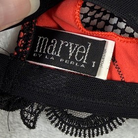 Marvel by La Perla Red Black Mesh Lace Triangle Bralette Bra 32 Italy
