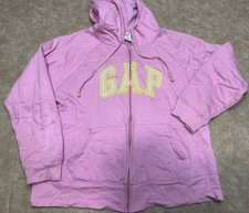 Vintage Gap Women  s Full Zip Hoodie Large Y2K Spellout Sweatshirt