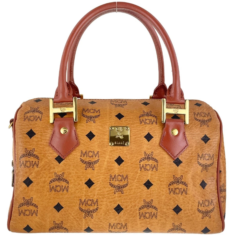 MCM Visetos Cuero PVC Tela Marrón Bolso 3530 - Imagen 2 de 4