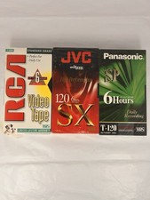 Sealed VHS video tapes, Panasonic, RCA, and JVC, Three Total