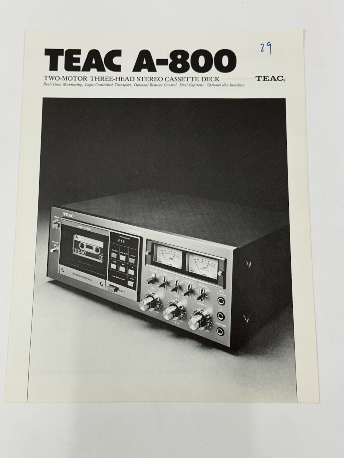 Teac A-800 A800 A 800 Cassette Deck Sales Brochure