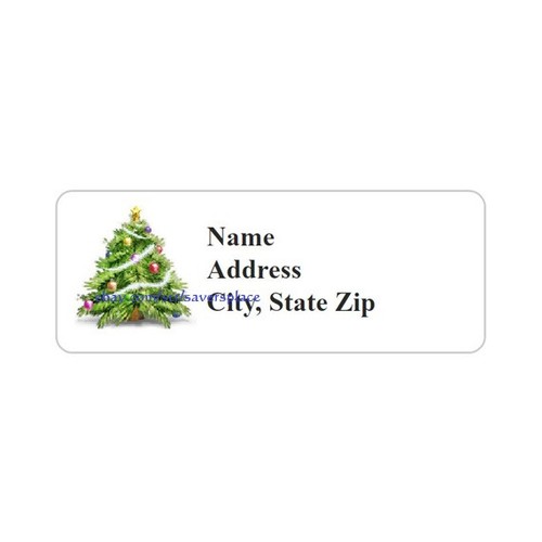 30 Personalized Christmas Tree Address Labels 1" x 2.625" FREE USA SHIPPING - Picture 4 of 5