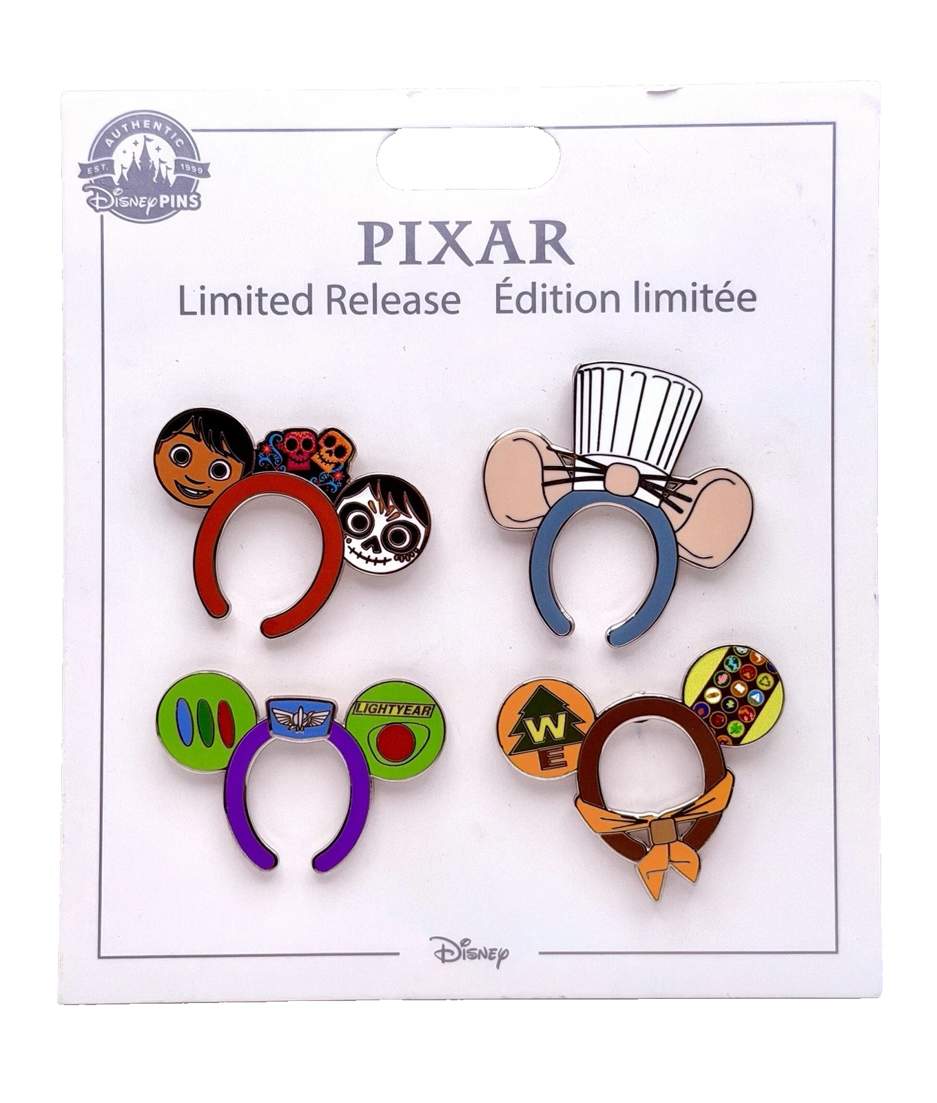 Disney Pixar Character Ear Headbands 4 Pin 2022 Coco Ratatouille Up Toy Story