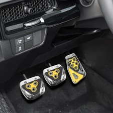 3PCS Non-Slip Aluminum Alloy Car Pedal Covers for Manual Transmi Color: Yellow