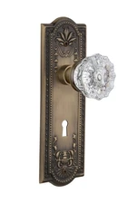 Nostalgic Warehouse Meadows Plate & Interior Crystal Door Knob Mortise - 2.25"