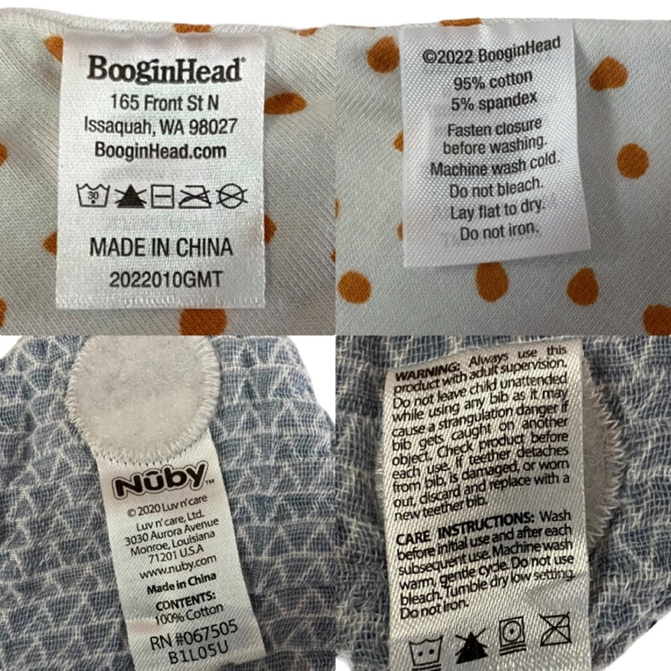 Lote de 2 baberos de dentición Nuby Boogin Head bebé azul naranja bandana algodón unisex Foto 3 de 4