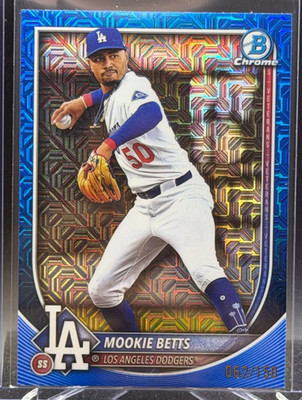 Mookie Betts 2025 Bowman Chrome Blue Mojo Refractor #62/150- Los Angeles Dodgers
