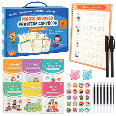 Magic Grooved Handwriting Practice Book Set for Kids Ages 3 8 Alphabet Numbers