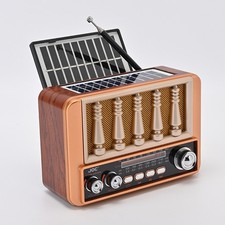 Portable Solar Rechargeable Bluetooth Radio AM/FM/SW 3-Band MP3 Player LED Light