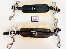 HACKAMORE COWHIDE PADDED BITLESS HORSE BIT, LEATHER CURB STRAP STAINLESS STEEL