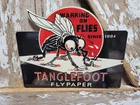 New ListingVINTAGE TANGLEFOOT PORCELAIN SIGN OLD 1947 MICHIGAN FLYPAPER HARDWARE BUG TOOL