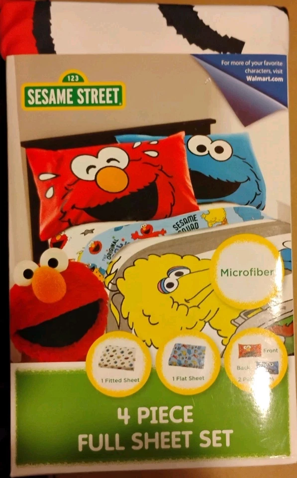 NEW Sesame Street 4-Piece Full Size Sheet Set - Elmo Cooke Monster Big Bird - Image 3 of 4