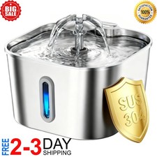 Stainless Steel Cat Water Fountain Pet Drinking Fountain Dispenser for Cats NEW