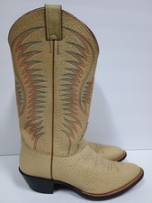 Vintage Justin Boots Rainbow Stitch 8412 Cowboy Western Women 9 B USA Made RARE