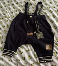 New Man Mini Man Kids Drop Crotch Suspenders Pants 12 Months Blue 