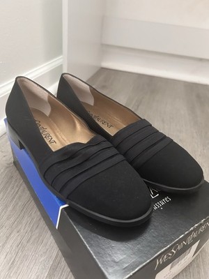 Yves Saint Laurent Women s Black Fabric Tuxedo Loafer Flats Slip-On 6 M