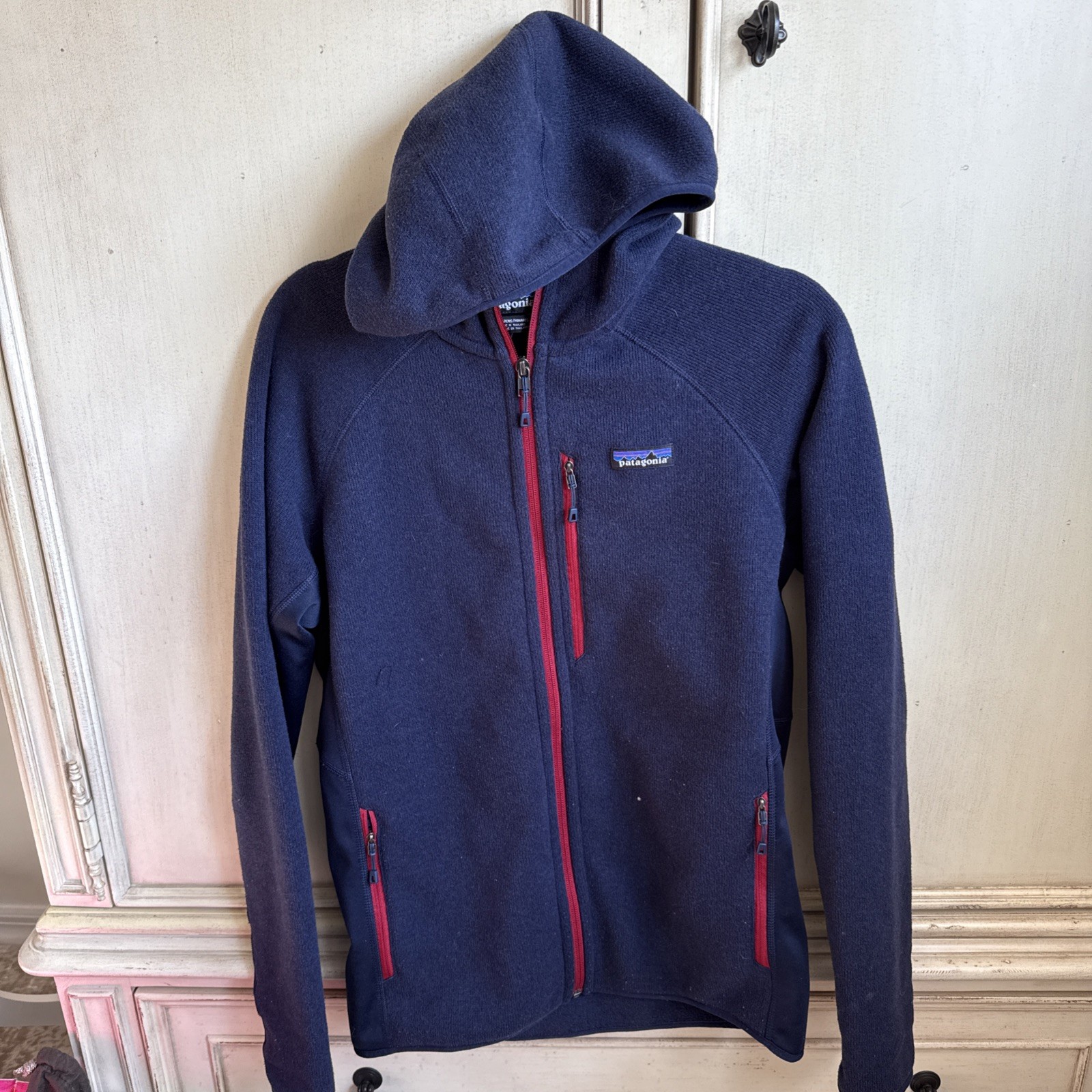 Patagonia Men’s Performance Better Sweater Hoody Blue/Navy Red Zippers Size M