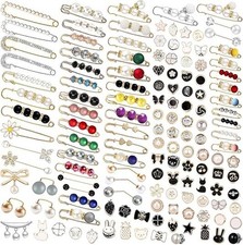 145 Pcs Brooch Pins, Sweater Shawl Hat Clip Neckline Pins Double Faux Pearl