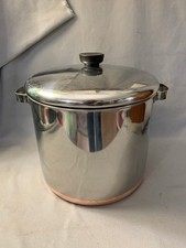Vtg Revere Ware Stock Pot Dutch Oven 8 QT Copper Clad Bottom Metal Handle RARE