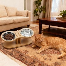Elevated Cat Bowls 2 Stainless Steel Bowls Adjustable Height