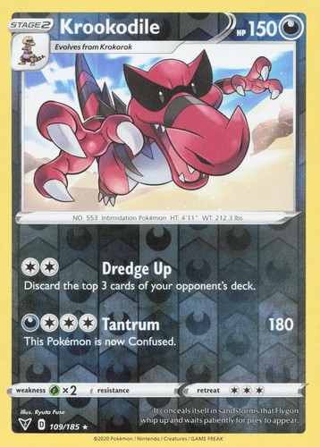 KROOKODILE 109/185 VIVID VOLTAGE POKEMON REVERSE HOLO NEAR MINT