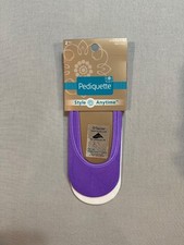 NIP Pediquette Sock Women's NO Show size 5-10 Purple and White 2 Pairs By Peds