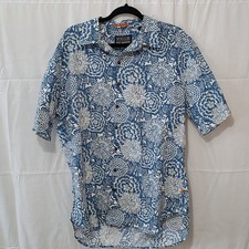 Reyn Spooner Hawaiian Shirt Men's XL Blue Floral Short Sleeve Button Up Cotton