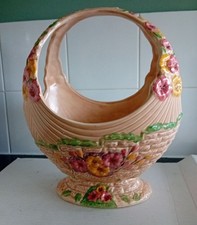 Arthur Wood “Garden Wall” Floral Basket – Relief‑Moulded Vintage English Pottery