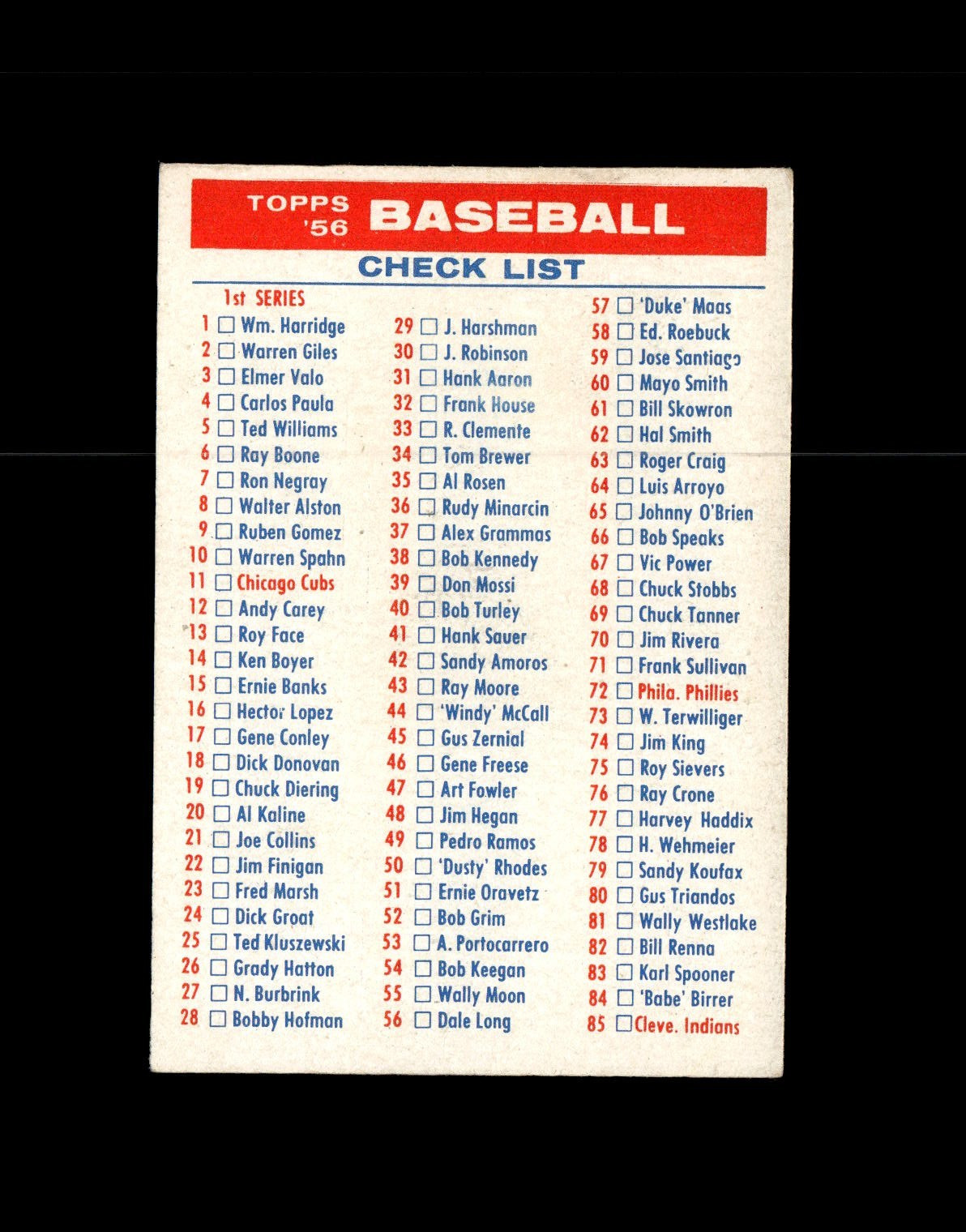 1956 Topps Baseball Cards #213 - 340  U-Pick Complete Your Set RESTOCKED