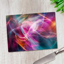 Modern Abstract Pattern Glass Chopping Board Large Kitchen Worktop Saver