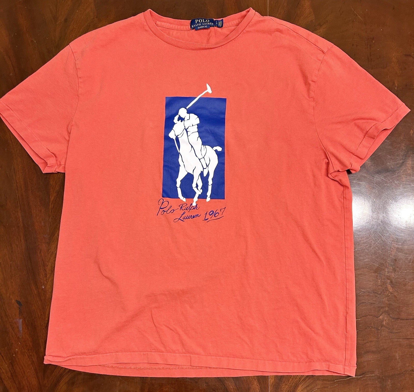 T shirt uomo Ralph Lauren L Big Pony 1967 grafica rosso mattone vestibilità classica