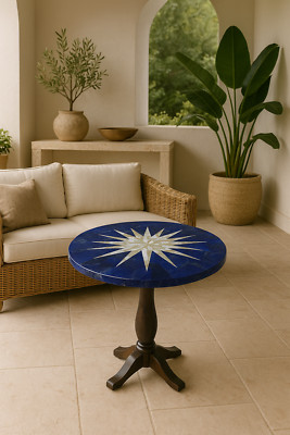 Lapis Lazuli Marble Table Top Handmade Semi Precious Stones Work Decor Table Top